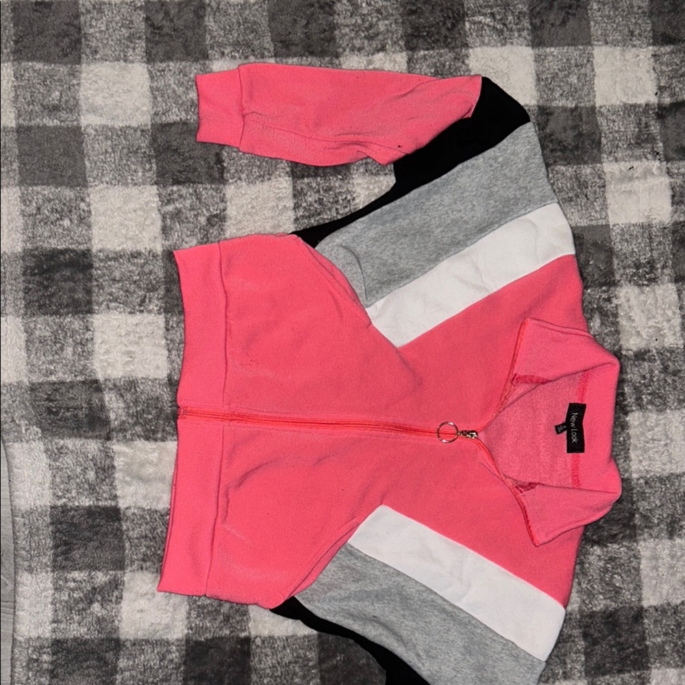 Kids Pink and Gray Zip-Up Jacket